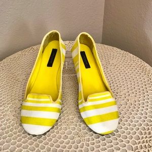 Ann Taylor Yellow & White Striped Flats